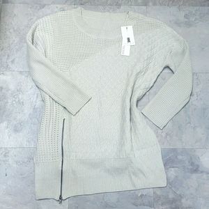 #10346-8 Women’s Knitted Sweater Dropped Shoulder,gray bone,S(run large Size)